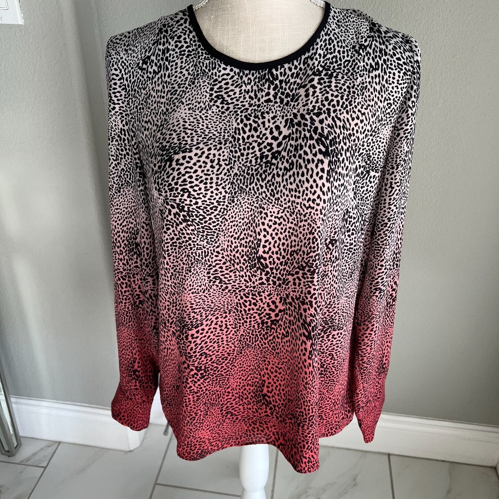 Vince Camuto Ombre Animal Print Long Sleeve Blouse